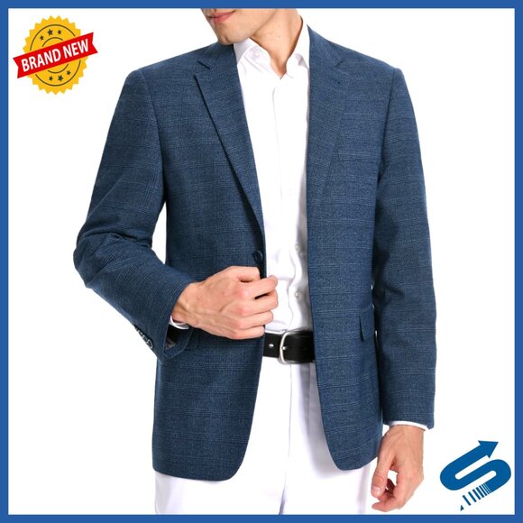 Men's Houndstooth Sport Coat Stretch Blazer Classic Fit Formal Wear